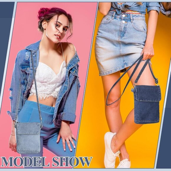 2 Pcs Small Denim Purses Crossbody Bags Jean Shoulder Handbag Adjustable Retro D - Picture 4 of 7